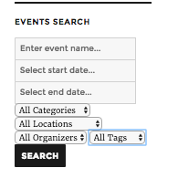 Events Search Widget Front End
