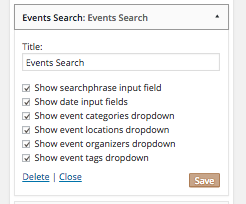 Events Search Widgets